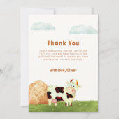 かわいいボホウォーター色の神聖な牛のファーム赤ちゃんシャワー サンキューカード (正面)