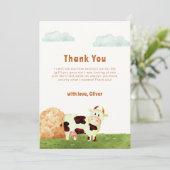 かわいいボホウォーター色の神聖な牛のファーム赤ちゃんシャワー サンキューカード (スタンド正面)