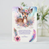 かわいいボホウォーター色ウッドランドディアバースデーパーティー サンキューカード (スタンド正面)