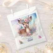 かわいいボホウォーター色ウッドランドディアバースデーパーティー フェイバーバッグ (クリップ留めされた状態)