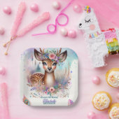 かわいいボホウォーター色ウッドランドディアバースデーパーティー ペーパープレート (パーティー)