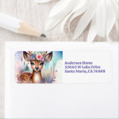 かわいいボホウォーター色ウッドランドディアバースデーパーティー ラベル (インサイチュ)