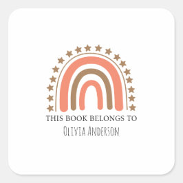 かわいいボホウォーター色レインボーこの本は属する スクエアシール