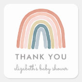 かわいいボホウォーター色レインボーベビーシャワー スクエアシール (正面)