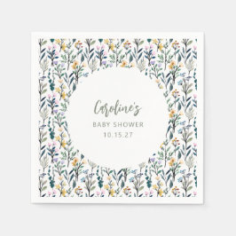 かわいいボホウォーター色ワイルドフラワーベビーシャワーカスタム スタンダードカクテルナプキン