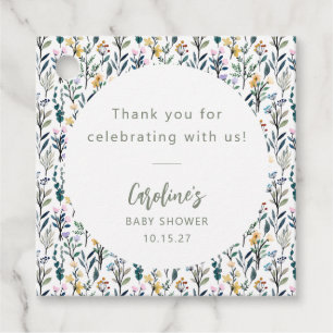 かわいいボホウォーター色ワイルドフラワーベビーシャワーカスタム フェイバータグ