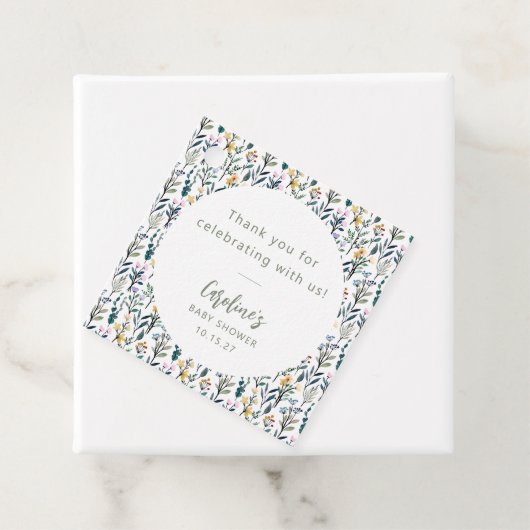 かわいいボホウォーター色ワイルドフラワーベビーシャワーカスタム フェイバータグ (インサイチュ)