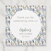 かわいいボホウォーター色ワイルドフラワーベビーシャワーカスタム フェイバータグ (裏面)