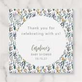 かわいいボホウォーター色ワイルドフラワーベビーシャワーカスタム フェイバータグ (正面)