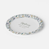 かわいいボホウォーター色ワイルドフラワーベビーシャワーカスタム ペーパープレート (アングル)