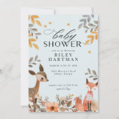 かわいいボホウッドランド動物の赤ちゃんシャワー 招待状 (正面)