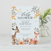 かわいいボホウッドランド動物の赤ちゃんシャワー 招待状 (スタンド正面)