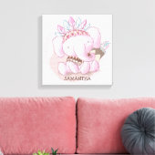 かわいいボホエレファントガール子供部屋 キャンバスプリント (インサイチュ (リビング))