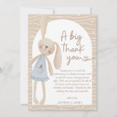 かわいいボホオベビーバニーハートベビーシャワー サンキューカード (正面)