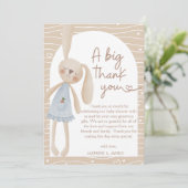 かわいいボホオベビーバニーハートベビーシャワー サンキューカード (スタンド正面)