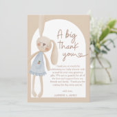 かわいいボホオベビーバニーベビーシャワー サンキューカード (スタンド正面)