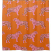 かわいいボホオレンジとピンクタイガーアートパターン シャワーカーテン (正面)