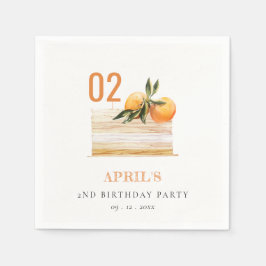 かわいいボホオレンジフルーツケーキエージエージ誕生日 スタンダードカクテルナプキン