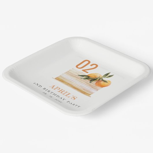 かわいいボホオレンジフルーツケーキエージエージ誕生日 ペーパープレート (傾斜あり)