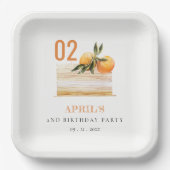 かわいいボホオレンジフルーツケーキエージエージ誕生日 ペーパープレート (正面)