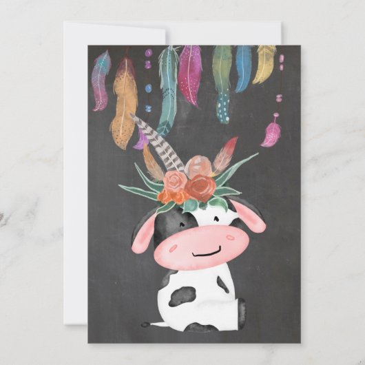 かわいいボホカウベビーシャワーサンキューカード サンキューカード (裏面)