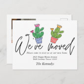 かわいいボホカクタス引っ越しましたファミリー写真引っ越し 案内ポストカード (正面/裏面)