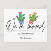 かわいいボホカクタス引っ越しましたファミリー写真引っ越し 案内ポストカード (正面)