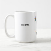 かわいいボホカラフルフローラ猫 コーヒーマグカップ (左)