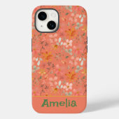 かわいいボホガーデンピンクのオレンジ色のパターン名 Case-Mate iPhoneケース (裏面)