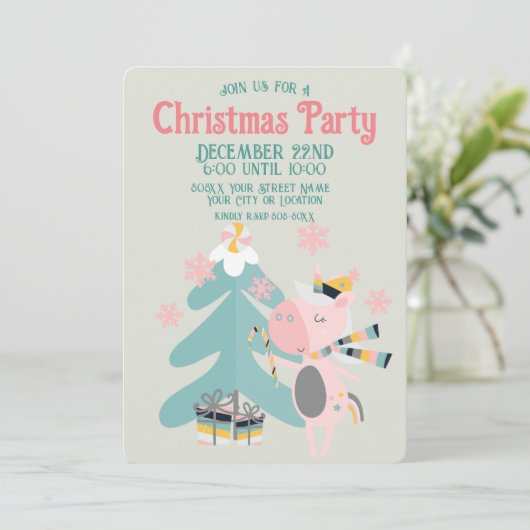 かわいいボホクリスマスユニコーン シェイジ 招待状 (スタンド正面)