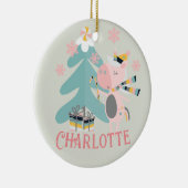 かわいいボホクリスマスユニコーン(名前入り) - ソフトセージ セラミックオーナメント (右)