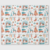 かわいいボホクリスマス心地よいカラーズホリデー ラッピングペーパー (フラット)