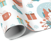 かわいいボホクリスマス心地よいカラーズホリデー ラッピングペーパー (ロールコーナー)