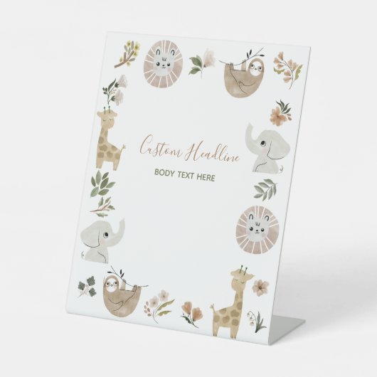 かわいいボホサファリアナミアルスベビーシャワーカスタム 台座サイン (正面)