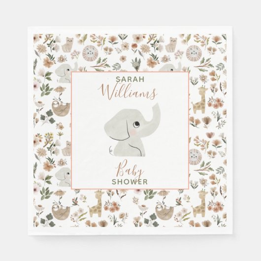 かわいいボホサファリアナミアルスベビーシャワー スタンダードランチョンナプキン (正面)