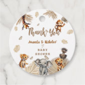 かわいいボホサファリ動物ベビシャワーありがとう フェイバータグ (正面)