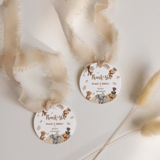 かわいいボホサファリ動物ベビシャワーありがとう フェイバータグ