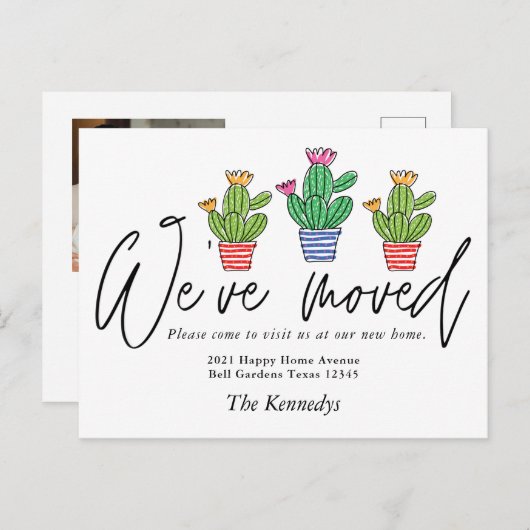 かわいいボホサボス引っ越しました新しいホームフォトムービング 案内ポストカード (正面/裏面)