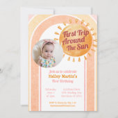 かわいいボホサンガールズ第1誕生日写真 招待状 (正面)