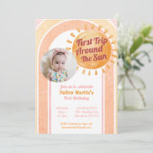 かわいいボホサンガールズ第1誕生日写真 招待状 (スタンド正面)