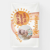 かわいいボホサンガールズ第1誕生日写真 横断幕 (縦)