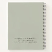 かわいいボホシックなネームベアベビーマイルストーン ノートブック (裏面)