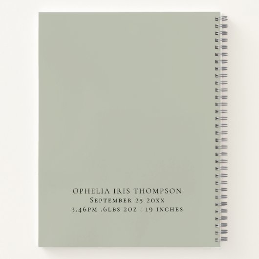 かわいいボホシックなネームベアベビーマイルストーン ノートブック (裏面)