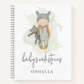 かわいいボホシックなネームベアベビーマイルストーン ノートブック (正面)