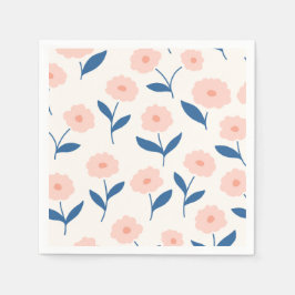 かわいいボホシックなピンクの花柄 スタンダードカクテルナプキン