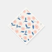 かわいいボホシックなピンクの花柄 スタンダードカクテルナプキン (角)
