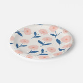 かわいいボホシックなピンクの花柄 ペーパープレート (アングル)