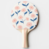 かわいいボホシックなピンクの花柄 卓球ラケット (裏面)