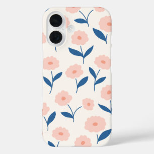 かわいいボホシックなピンクの花柄 iPhone 16ケース