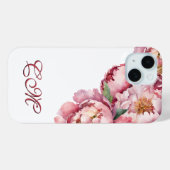 かわいいボホシックな水色ピンクの牡丹パーソナライズされた Case-Mate iPhoneケース (裏面 (横))